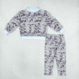 BLP1567 Hunting Camo Blue Plaid Mockneck Boys Set