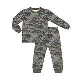 Preorder MOQ 5 pcs Each Style Dinosaur Camo Print Gray Kids Matching Clothes