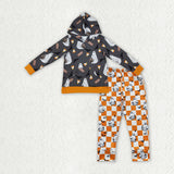 BLP1607 Halloween Bats Ghost Boys Hoodie Set