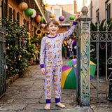 BLP1610 Mardi Gras Dount Purple Boys Pajamas Outfits