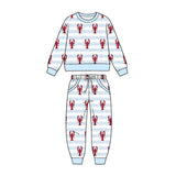 Preorder MOQ 5 pcs Each Style Mardi Gras Crawfish Pajamas Kids Matching Clothes