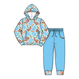 Preorder MOQ 5 pcs Each Style Easter Bunny Eggs Blue Kids Matching Clothes