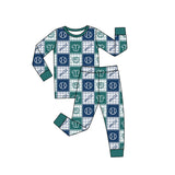 Preorder MOQ 5 pcs Each Style Baseball Blue Green Plaid Pajamas Kids Matching Clothes