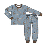 Preorder MOQ 5 pcs Each Style Valentine's Day Love Gray Blue Kids Matching Clothes