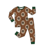 Preorder MOQ 5 pcs Each Style Hunting Duck Puppy Brown Green Pajamas Kids Matching Clothes