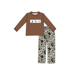 Preorder MOQ 5 pcs Each Style Hunting Camo Duck Puppy Deer Kids Matching Clothes