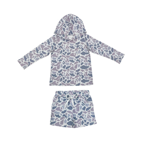 BLS0005  Boys grey camo long Sleeves shorts Outfits