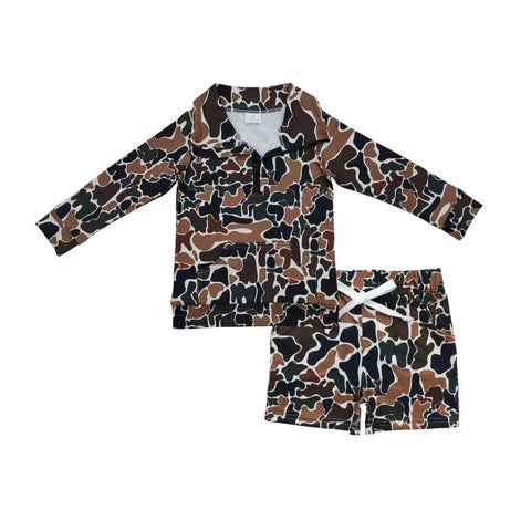 BLS0008 Hunting Camo Pullover Boys Shorts Set