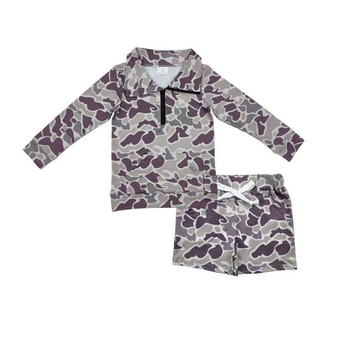 BLS0009 Hunting Camo Pullover Boys Shorts Set