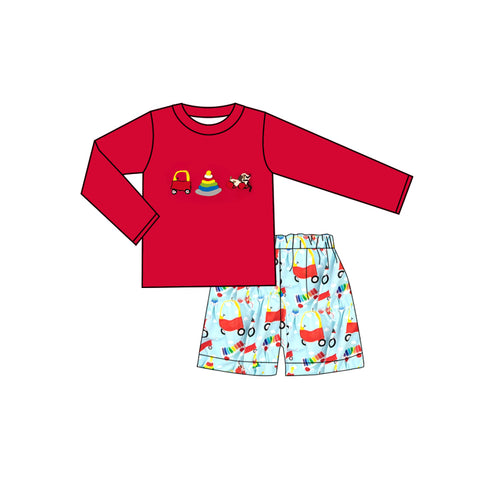 Preorder 12.04 MOQ 5 pcs BLS0022 Golf Cart Red Boys Shorts Set