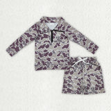 BLS0028 New Hunting Camo Pullover Boys Shorts Set