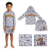 BLS0042 School Team Mascot Camo Vinyl LOUISIANA Boy's Hoodie Shorts Outfits