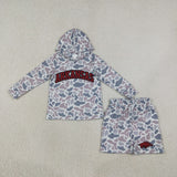 BLS0046 School Team Mascot Camo Vinyl ARKANSAS Boy's Hoodie Shorts Outfits