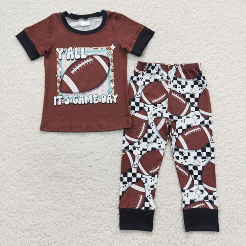 BSPO0059 Yall It's Game day Football Brown Boy's Set