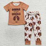 BSPO0119 GOBBLE WOBBLE Turkey Boy's Pajamas set
