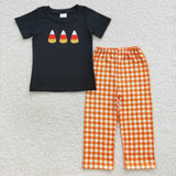 Halloween Embroidery Candy Corn Kids Sibling Matching Clothes