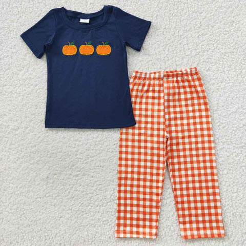 BSPO0145 Embroidery Pumpkin Orange Boy's Set