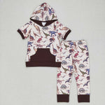 BSPO0152 Dinosaur Brown Hoodie Boy's Set