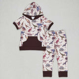 BSPO0152 Dinosaur Brown Hoodie Boy's Set