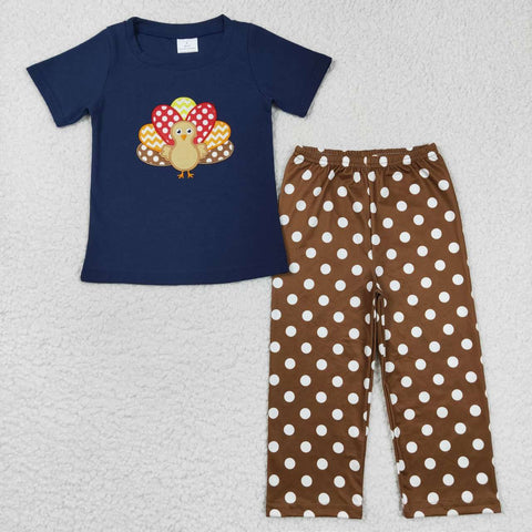 BSPO0162 Embroidery Turkey Dots Boy's Set