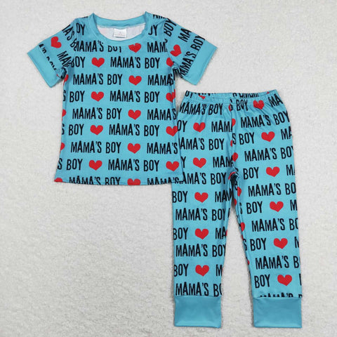 BSPO0168 MAMA'S BOY Love Blue Boy's Set Pajamas