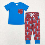 BSPO0188 Western Skull Bull Blue Boy Set