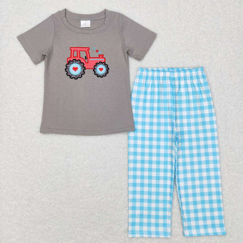 BSPO0193/GSPO0972/SR0488/SR0489 Embroidery Truck Kids Sibling Matching Clothes