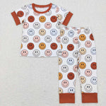 BSPO0225 Smiley face Brown Boy Pajamas Set