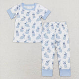 BSPO0237 Easter Rabbit Blue Boy Pajamas Set