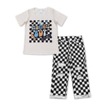 BSPO0243 MAMA'S BOY Black Plaid Jeans 2 Pcs Boy's Set