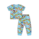 BSPO0376 Cartoon Blue Dog Boys Pajamas Set