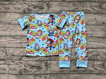 BSPO0376 Cartoon Blue Dog Boys Pajamas Set