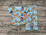 BSPO0376 Cartoon Blue Dog Boys Pajamas Set