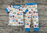 BSPO0385 Excavator Truck Blue Boys Pajamas Set