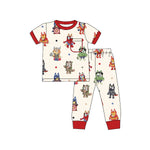 BSPO0404 Cartoon Hero Blue Dog Red Boys Pajamas Set