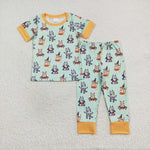 BSPO0408 Cartoon Blue Dog Boys Pajamas Set