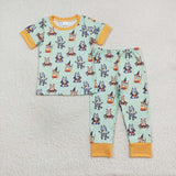 BSPO0408 Cartoon Blue Dog Boys Pajamas Set