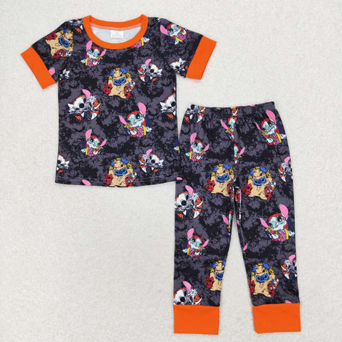 BSPO0417 Halloween Cartoon Orange Boys Pajamas Set