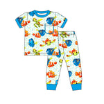 BSPO0419 Cartoon Fish Blue Boys Pajamas Set