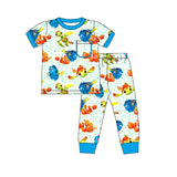 BSPO0419 Cartoon Fish Blue Boys Pajamas Set