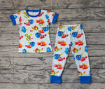 BSPO0419 Cartoon Fish Blue Boys Pajamas Set