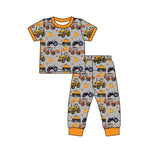 BSPO0422 Truck Pumpkin Orange Boys Pajamas Set