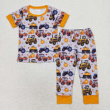 BSPO0422 Truck Pumpkin Orange Boys Pajamas Set