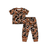 BSPO0439 Bamboo Camo Brown Boys Pajamas Set