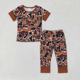 BSPO0439 Bamboo Camo Brown Boys Pajamas Set