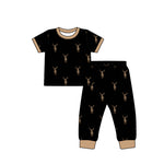 BSPO0440 Bamboo Elk Deer Black Boys Pajamas Set