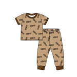 BSPO0444 Bamboo Camo Brown Boys Pajamas Set