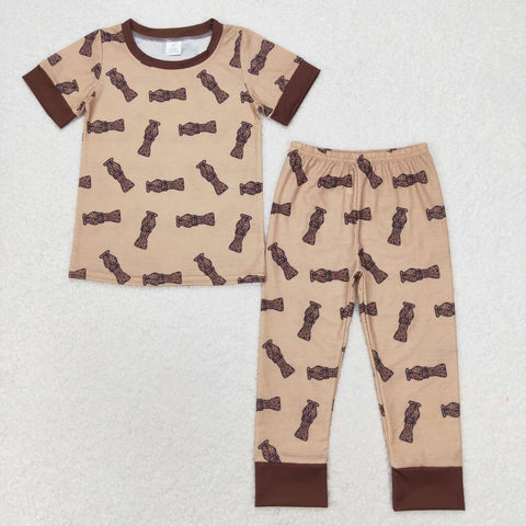 BSPO0444 Bamboo Camo Brown Boys Pajamas Set