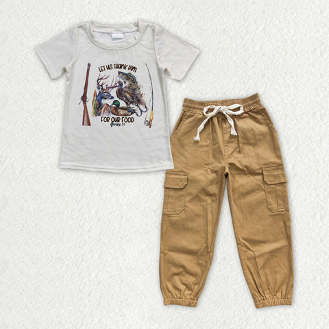 BSPO0484 Hunting Mallard Elk Khaki Pants Boys Set