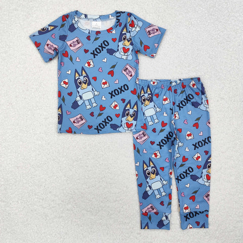 BSPO0489 Cartoon XOXO Love Blue Boys Pajamas Set